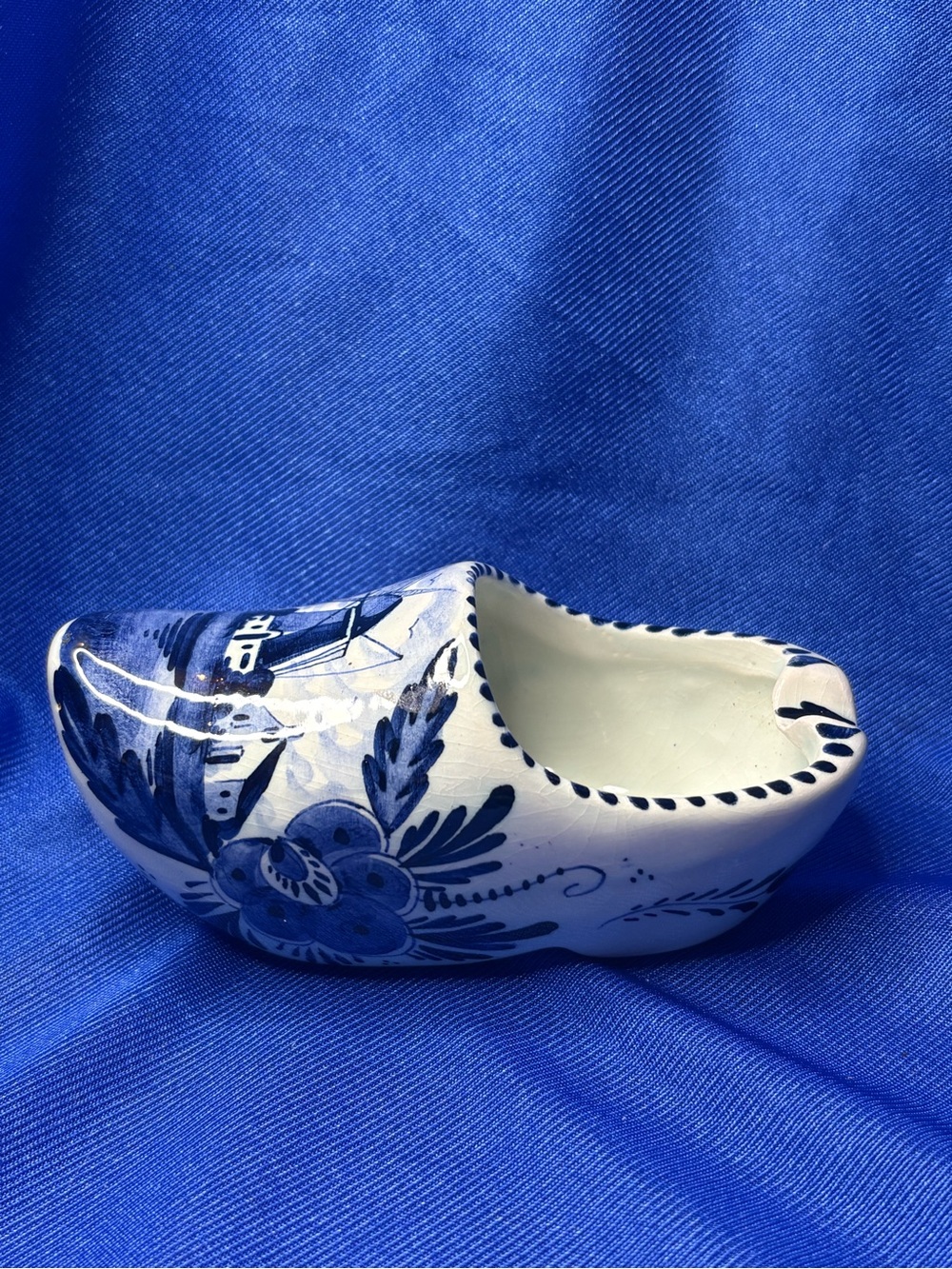 Vintage Delft Blue Ceramic Dutch Clog Shoe Holland Windmill Hand Painted